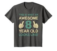 This is What an Awesome 8 Year Old Looks Like Birthday Boys T-Shirt, Youth, Asphalt Grey, 4T