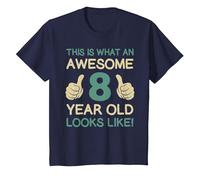 This is What an Awesome 8 Year Old Looks Like Birthday Boys T-Shirt, Youth, Navy Blue, Small