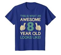 This is What an Awesome 8 Year Old Looks Like Birthday Boys T-Shirt, Youth, Royal Blue, Large