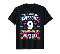 This Is What An Awesome 9 Year Old Looks Like 9th Birthday T-Shirt
