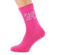This is What an Awesome Auntie Looks Like Printed on Ladies Hot Pink Socks