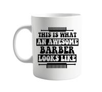 This Is What An Awesome Barber Looks Like Mug - Funny 11oz Coffee Cup for Barbers, Hair Stylists, and Grooming Experts - Humorous Work Gift for Men and Women - Barber Shop Appreciation Present