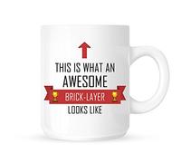 This Is What An Awesome Brick-Layer Looks Like - Tea/Coffee Mug/Cup - Red Ribbon Design - Great Gift Idea
