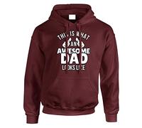 This Is What An Awesome Dad Look Like Mens Hoody Pullover Party Christmas Jumper Gift Hoodie Top Printed Design Maroon - X-Large