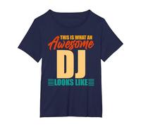 This is What an Awesome DJ Looks Like T-Shirt, Women's Plus, Navy Blue, 2X