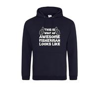 This Is What an Awesome Fisherman Looks Like Navy Medium Hoodie - Funny Fishing Sweatshirt - Gift for Anglers - Unisex Fisher Pullover - Warm & Cozy Outdoor Apparel - Fishing Lover Hoodie