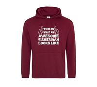 This Is What an Awesome Fisherman Looks Like Wine Medium Hoodie - Funny Fishing Sweatshirt - Gift for Anglers - Unisex Fisher Pullover - Warm & Cozy Outdoor Apparel - Fishing Lover Hoodie