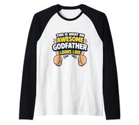 This is What an Awesome Godfather Looks Like Baptism Funny Raglan Baseball Tee
