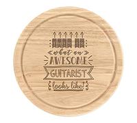 This is What an Awesome Guitarist Looks Like Wooden Chopping Cheese Board Round 25cm