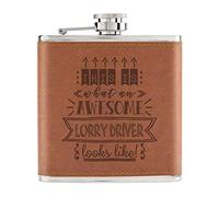 This is What an Awesome Lorry Driver Looks Like 6oz PU Leather Hip Flask Tan