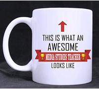 This Is What An Awesome Media Studies Teacher Looks Like - Tea/Coffee Mug/Cup - Red Ribbon Design - Great Gift Idea