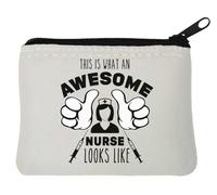 This is What an Awesome Nurse Looks Like Neoprene Coin Purse Pouch 10x11cm White