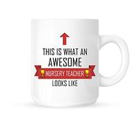 This Is What An Awesome Nursery Teacher Looks Like - Tea/Coffee Mug/Cup - Red Ribbon Design - Great Gift Idea