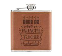 This is What an Awesome Teacher Looks Like 6oz PU Leather Hip Flask Tan