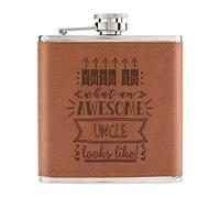 This is What an Awesome Uncle Looks Like 6oz PU Leather Hip Flask Tan
