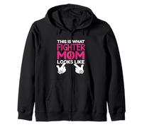 This Is What Fighter Mom Looks Like Breast Cancer Awareness Zip Hoodie