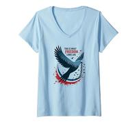 This is What Freedom Looks Like V-Neck T-Shirt, Women, Baby Blue, L