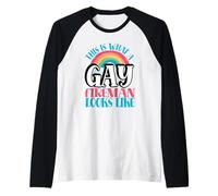This is What Gay Fireman Looks Like LGBT Gay Fireman Raglan Baseball Tee