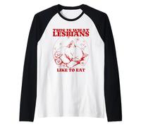 This is What Lesbians Like to Eat (Funny) (Cute Cat Graphic) Raglan Baseball Tee