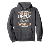 This is what the best uncle in the world looks Pullover Hoodie, Adult Unisex, Dark Heather Grey, Large