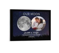 This is What The Moon Looked Like, Personalized Valentine Couple Moon Phase Canvas Poster Frame Wall Art,Custom Birth Luna Picture Moon Phases Poster Gifts for Women Valentine's Weddings Gifts