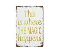 This Is Where The Magic Happens Home Decor Gold Foil Metal Sign Plaque Poster 8X12 Inch