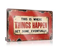 This Is Where Things Happen Get Done Eventually. Bedroom Accessories Pub Hanging | Modern Retro Wall Art Decor Vintage Metal Wall Decor(30X40CM)