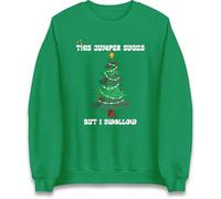 This Jumper Sucks But I Swallow Christmas Jumper, Xmas Funny Novelty Joke Outfit, Unisex Sweat Shirt Kelly Green