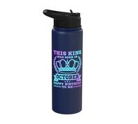 This King was Born in October Funny Men Boy October Birthday Stainless Steel Insulated Water Bottle