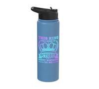 This King was Born in October Funny Men Boy October Birthday Stainless Steel Insulated Water Bottle