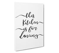 This Kitchen Is For Dancing Typography Canvas Print | Gallery Wrapped 30mm Frame Wall Art | 30x20 inches | Ready to Hang | Contemporary Typography Picture | Living Room Bedroom Lounge Office