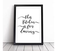 This Kitchen Is For Dancing Typography | Framed Wall Art Print | Modern Home Decor Picture | Ready to Hang Artwork for Living Room, Bedroom, Kitchen or Office | Multiple Sizes