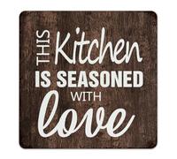 This Kitchen Is Seasoned With Love Metal Tin Sign 12x12 Inch Fashion Chic Backyard Living Room Home Wall Décor Metal Plaque Wall Art Plaques for Patio
