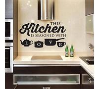 This Kitchen is Seasoned with Love Wall Stickers Kitchen Decoration Wall Decals Inspiration Quotes Vinyl Wall Art Mural Home Decoration