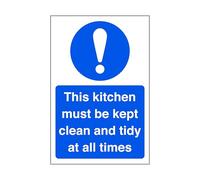 This kitchen must be kept clean and tidy at all times - Food Preparation/Safety - 1.2mm Rigid plastic for indoor/outdoor usage (200mm x 150mm) Viewing Distance within 5m.