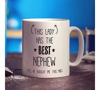 This Lady Has The Best Nephew Mug - Personalised Mug - Gift for Auntie from Nephew - Present for Birthday, Christmas - 11oz Ceramic Cup