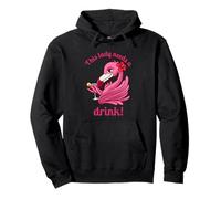 This Lady Needs A Drink (Funny Flamingo Graphic) Pullover Hoodie