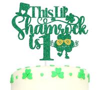 This Lil' Shamrock is 1 Cake Topper, Lucky Charm is Turning One Decor, St Patrick's Day First Birthday Baby Shower Party Decorations Supplies, Gold and Green Glitter
