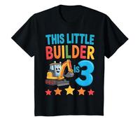 This Little Builder is 3 Funny Excavator Outfit Birthday T-Shirt