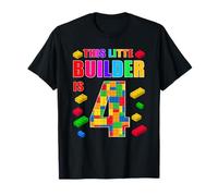 This Little Builder Is 4 Year Old Building Block 4th Bday T-Shirt