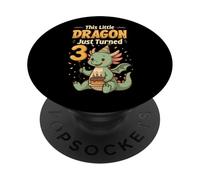 This Little Dragon Just Turned 3 - 3rd Birthday Boys PopSockets Adhesive PopGrip