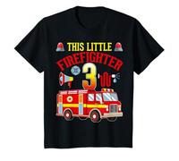 This Little Firefighter Is 3 Fire Truck 3rd Birthday Kids T-Shirt