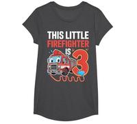 This Little Firefighter is 3 Funny Fire Truck 3rd Birthday T-Shirt, Girls, Dark Heather Grey, Medium