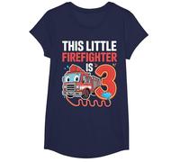 This Little Firefighter is 3 Funny Fire Truck 3rd Birthday T-Shirt, Girls, Navy Blue, X-Small