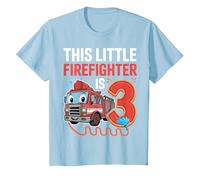 This Little Firefighter is 3 Funny Fire Truck 3rd Birthday T-Shirt, Youth, Baby Blue, X-Small