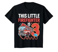 This Little Firefighter is 3 Funny Fire Truck 3rd Birthday T-Shirt, Youth, Black, X-Small