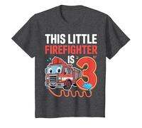 This Little Firefighter is 3 Funny Fire Truck 3rd Birthday T-Shirt, Youth, Dark Heather Grey, 4T
