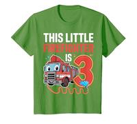This Little Firefighter is 3 Funny Fire Truck 3rd Birthday T-Shirt, Youth, Grass Green, Small