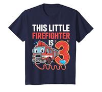 This Little Firefighter is 3 Funny Fire Truck 3rd Birthday T-Shirt, Youth, Navy Blue, 2T