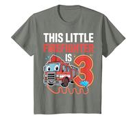 This Little Firefighter is 3 Funny Fire Truck 3rd Birthday T-Shirt, Youth, Olive Heather, 4T